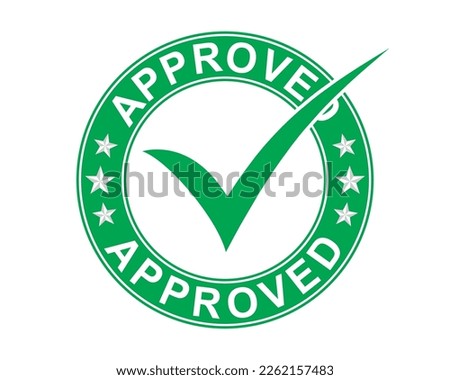 Approved sign with checkmark symbol icon label stamp green round design vector