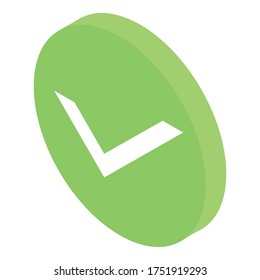 Symbol des genehmigten Zeichens. Isometrisch zum genehmigten Zeichen, Vektorsymbol für Webdesign einzeln auf weißem Hintergrund