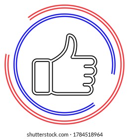 approved sign - thumb up symbol, ok approval. Thin line pictogram - outline editable stroke