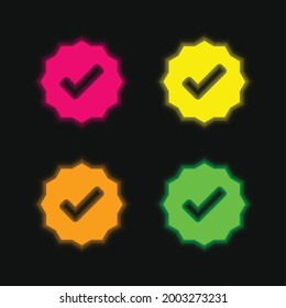 Approved Signal four color glowing neon vector icon