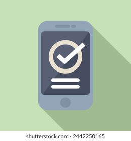 Icono de control de smartphone aprobado vector plano. Directiva de regla. Derecho del consumidor