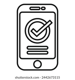 Approved smartphone control icon outline vector. Rule policy. Consumer legal