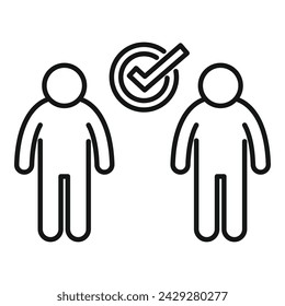Approved social distance icon outline vector. Shake risk crowd. People prevention