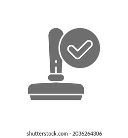Approved stamp, accepted grey icon. Isolated on white background