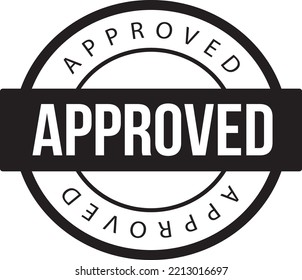 approved stamp, black circular sign and stamp 