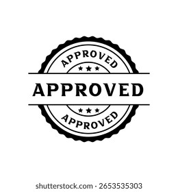 Approved Stamp Black Ink Vector on White Background