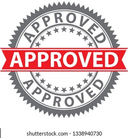 Approved stamp, certified badge, vector illustration