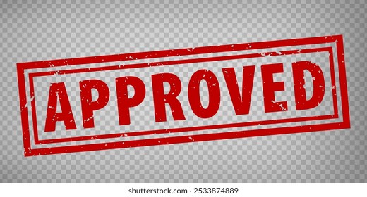 Approved stamp design on transparent background.  Grunge rubber stamp with word Approved in red for your  design. Vector illustration EPS10. 