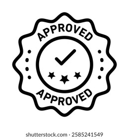 Approved stamp Flat vector set outline