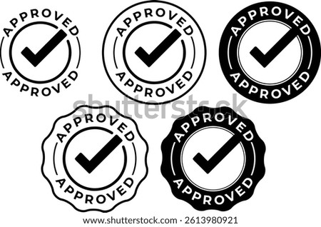 Approved Stamp Icon with Checklist Symbol Outline Logo Vector Design