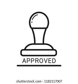 Approved stamp icon. Flat simple design. Line Vector. Isolate on white background.
