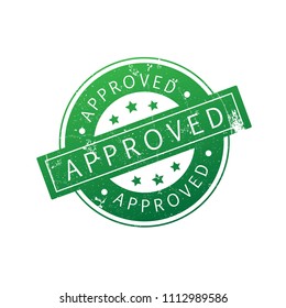 Approved stamp isolated on white background. Trendy approved stamp in flat style. Template for web site, app, label,ui and logo. Useful for sticker, banner,poster and placard, vector illustration
