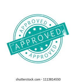 Approved stamp isolated on white background. Trendy approved stamp in flat style. Template for web site, app, label,ui and logo. Useful for sticker, banner,poster and placard, vector illustration