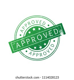 Approved stamp isolated on white background. Trendy approved stamp in flat style. Template for web site, app, label,ui and logo. Useful for sticker, banner,poster and placard, vector illustration