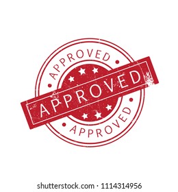 Approved stamp isolated on white background. Trendy approved stamp in flat style. Template for web site, app, label,ui and logo. Useful for sticker, banner,poster and placard, vector illustration