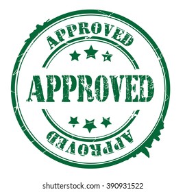 approved stamp on a white, vector illustration
