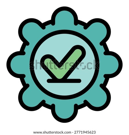 Approved stamp reliability icon. Outline approved stamp reliability vector icon color flat isolated