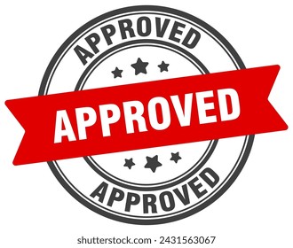 approved stamp. approved round sign. label on transparent background