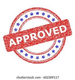 Approved Stamp rubber seal stamp. Caption inside round stamp with grunge design.
