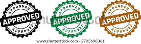 Approved stamp or seal badge icon set, verified vector illustration