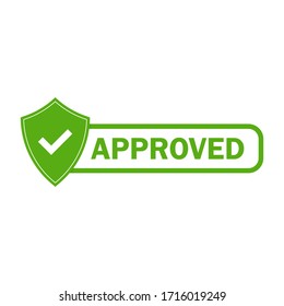 Approved stamp vector. Flat style design button, badge isolated on white background.