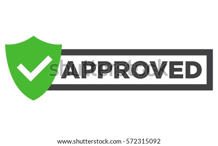 Approved stamp vector. Flat style design button, badge isolated on white background.