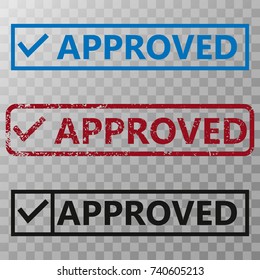 Approved Stamp Vector illustration set on transparent background.