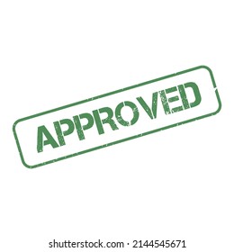 'Approved' stamp vector label. Green text on white background.