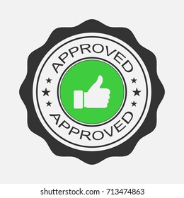 Approved stamp vector. Sticker or banner in flat design, like icon