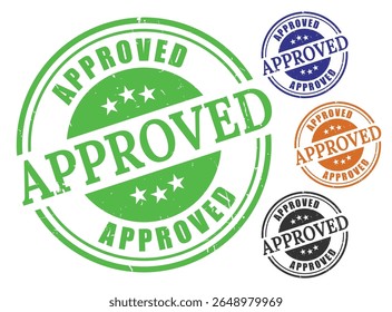 Aprovado Carimbos Verde Azul Laranja Preto Versátil Aprovação Gráficos