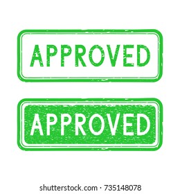 APPROVED stamps. Green ink stamps for documents. Vector illustration isolated on white background