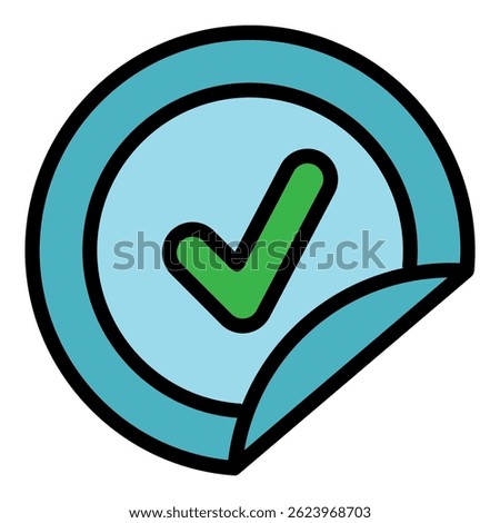 Approved sticker icon. Outline approved sticker vector icon color flat isolated