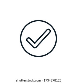 Approved, success, check mark, checklist outline icon. Vector illustration. Editable stroke. Isolated icon suitable for web, infographics, interface and apps.