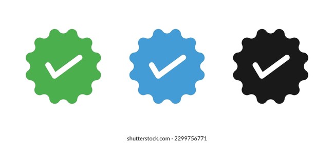 Approved symbol, Profile verification check marks vector icons