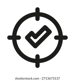 Approved Target Line Icon. Professional minimalist symbol designed as a premium vector line icon for goals, success, and achievement
