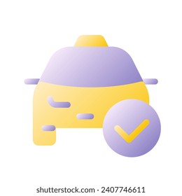 Approved taxi order flat gradient two-color ui icon. Car arriving notification. Digital service. Simple filled pictogram. GUI, UX design for mobile application. Vector isolated RGB illustration