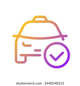 Approved taxi order pixel perfect gradient linear ui icon. Car arriving notification. Digital service. Line color user interface symbol. Modern style pictogram. Vector isolated outline illustration
