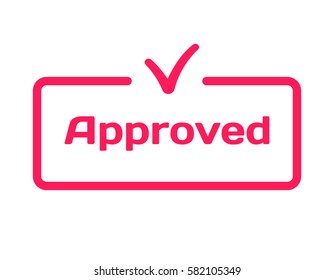 Approved template dialog bubble in flat style on white background. Basis with mark v icon for various word of plot. Stamp for quotes to cards, banners, labels, notes, blog article. Vector