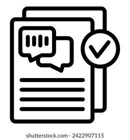 Approved text transcription icon outline vector. Academic career. Audio document