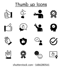 Approved & thumb up icons set vector illustration graphic design