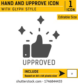 Icono de la mano hacia arriba aprobado.  Icono premium con estilo glifo aislado en fondo blanco. Plantilla de diseño de ilustraciones vectoriales para gráficos, diseño web, aplicación móvil, logotipo, negocios, impresión y todo el proyecto