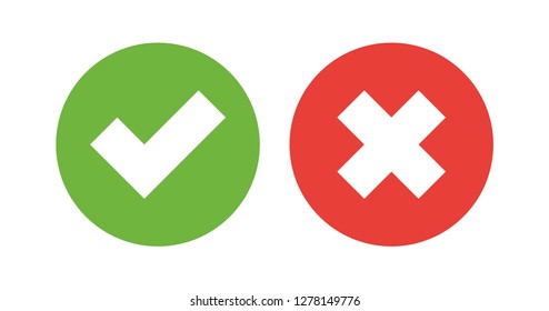 Approved tick an rejected cross red and green