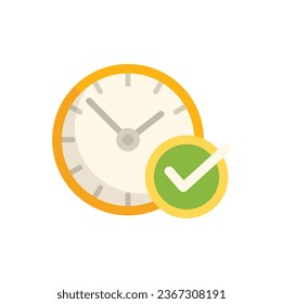 Approved timer icon flat vector. Team go. Work project isolated