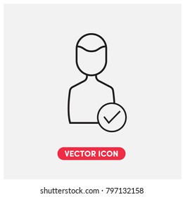 Approved User Male Vector Icon Illustration