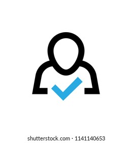 Approved user vector icon. Pictogram from set Smartphone Essentials. Isolated on white background