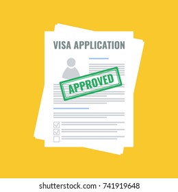 Approved Visa Application, Flat Design