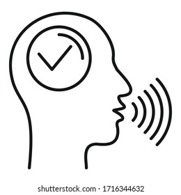 Approved voice recognition icon. Outline approved voice recognition vector icon for web design isolated on white background