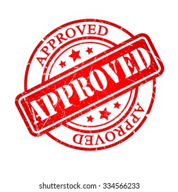 approved word on red rubber stamp with stars vector art for envelopes. Non grunge pattern included