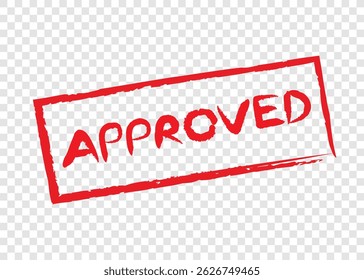 approved word stamp in red square frame on transparency background