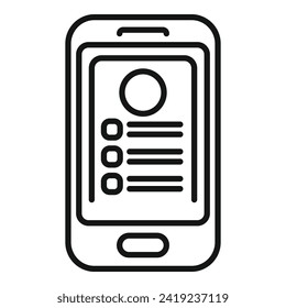 Vector de contorno de icono de aspecto de trabajo aprobado. Aplicar idea. Marketing en línea